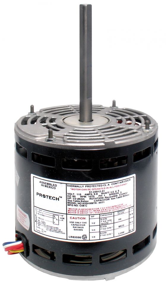 Ruud 51-23012-31 Blower Motor 1/2 HP ProTech 120/1/60 1075 RPM 3 Speed