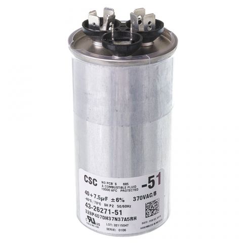 Ruud 43-26271-51 Capacitor - 40/7.5/370 Dual Round