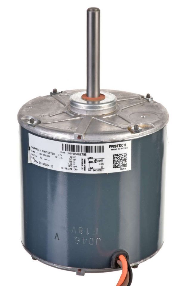 Ruud 51-105664-11 Condenser Motor 1/3 HP 380/1/60 1075 RPM 1 Speed